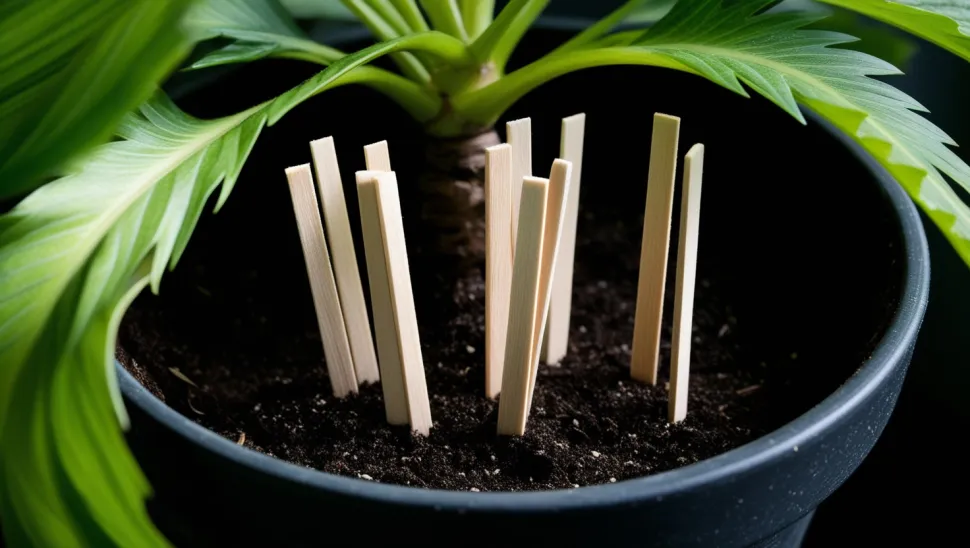 Les allumettes plantées dans le pot, c'est moche et ça ne marche pas / Photo générée par IA
