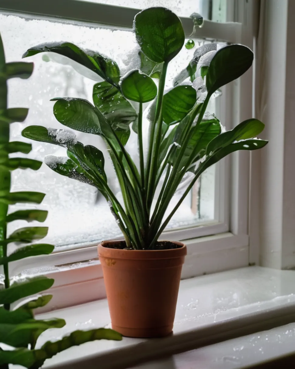 Don't stick the leaves to the window to avoid a cold snap