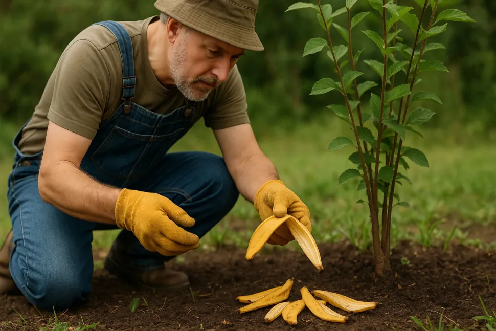 Whole or cut up, banana peels don't make good fertilizer / Photo generated by artificial intelligence