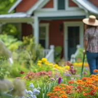 Woman watering garden