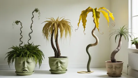 Plantes moches dégarnies étiolées