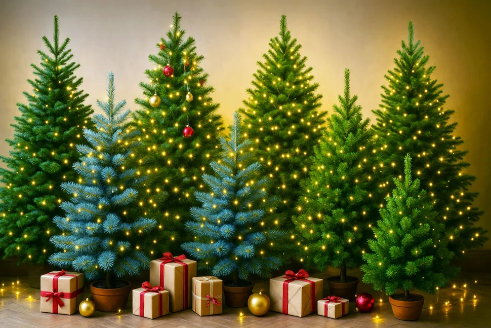 Natural Christmas trees illustration