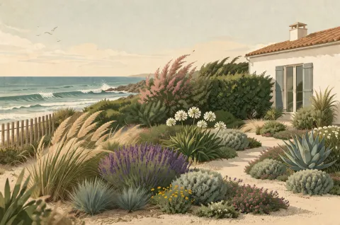 Illustration af have ved havet