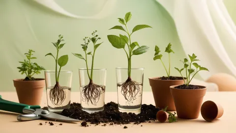 Estacas de plantas em água