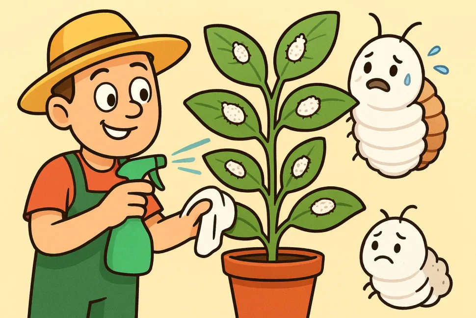 Illustration of how to get rid of scale insects