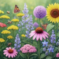 Illustration of melliferous and nectariferous flowers