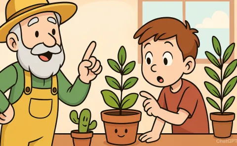 Un viejo jardinero da consejos a un joven